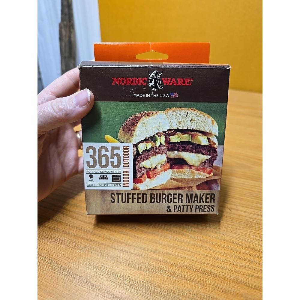 Nordic Ware 3 In 1 Stuffed Burger Maker & Patty Press Indoor Outdoor USA Vin